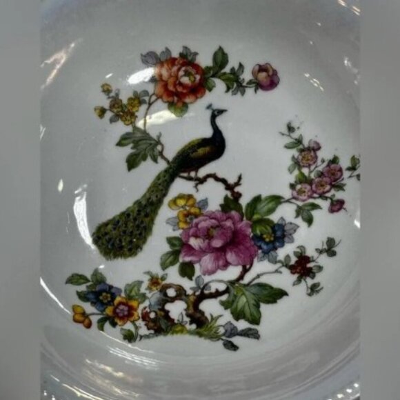 Vintage Germany DF Porcelain Peacock & Floral Serving Bowl - Picture 4 of 4